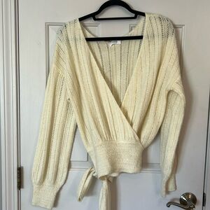 Bluivy white wrap sweater